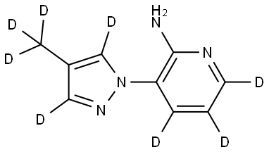 3-(4-(methyl-d3)-1H-pyrazol-1-yl-3,5-d2)pyridin-4,5,6-d3-2-amine 结构式