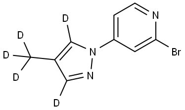 2-bromo-4-(4-(methyl-d3)-1H-pyrazol-1-yl-3,5-d2)pyridine 结构式