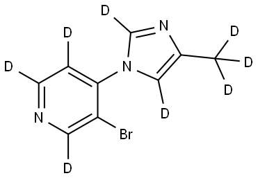 3-bromo-4-(4-(methyl-d3)-1H-imidazol-1-yl-2,5-d2)pyridine-2,5,6-d3 结构式