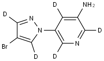 5-(4-bromo-1H-pyrazol-1-yl-3,5-d2)pyridin-2,4,6-d3-3-amine 结构式