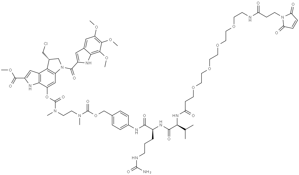 Mal-PEG4-VC-PAB-DMEA-Seco-Duocarmycin SA 结构式