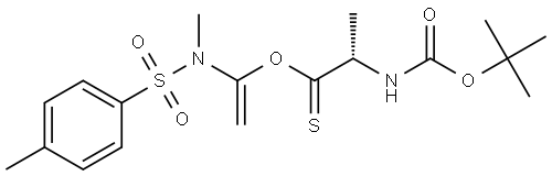 L-Alanine, N-[(1,1-dimethylethoxy)carbonyl]-, 1-[methyl[(4-methylphenyl)sulfonyl]amino]ethenyl ester, (2S)- 结构式