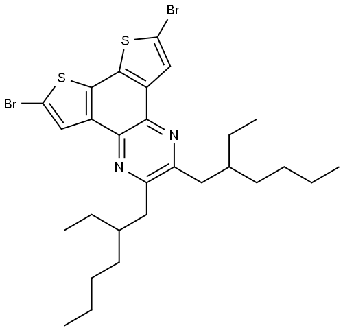 6,9-二溴-2,3-双(2-乙基己基)二噻吩并[3,2-F:2',3'-H]喹喔啉 结构式