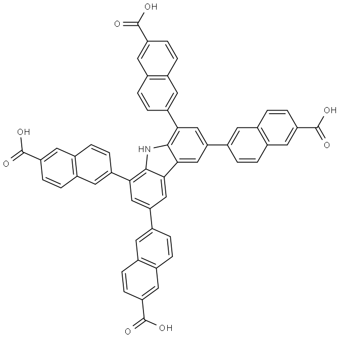 6,6',6",6"'-(9H-carbazole-1,3,6,8-tetrayl)tetrakis(2-naphthoic acid) 结构式