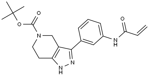 1,4,6,7-四氢-3-[3-[(1-氧代-2-丙烯-1-基)氨基]苯基]-5H-吡唑并[4,3-C]吡啶-5-羧酸叔丁酯 结构式