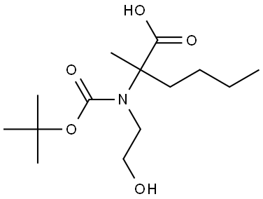 2-(BOC-(2-羟基乙基)氨基)-2-甲基己酸 结构式