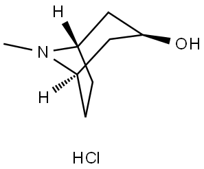 8-Azabicyclo[3.2.1]octan-3-ol, 8-methyl-, hydrochloride (1:1), (3-endo)- 结构式