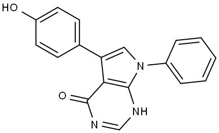 5-(4-hydroxyphenyl)-7-phenyl-1,7-dihydro-4H-pyrrolo[2,3-d]pyrimidin-4-one 结构式