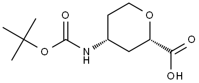 (2S,4R)-4-((叔丁氧羰基)氨基)四氢-2H-吡喃-2-羧酸 结构式