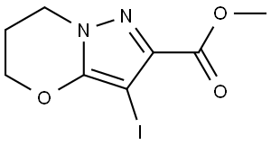 methyl 3-iodo-6,7-dihydro-5H-pyrazolo[5,1-b][1,3]oxazine-2-carboxylate 结构式