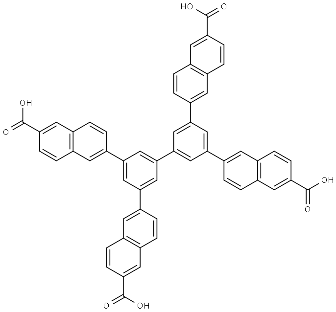 6,6',6'',6'''-([1,1'-联苯]-3,3',5,5'-四基)四(2-萘甲酸) 结构式