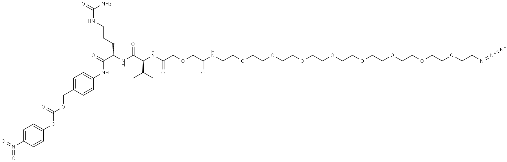 Azido-PEG8-Amido-Val-Cit-PAB-PNP 结构式