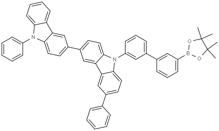 3,3′-Bi-9H-carbazole, 6,9′-diphenyl-9-[3′-(4,4,5,5-tetramethyl-1,3,2-dioxaborolan-2-yl)[1,1′-biphenyl]-3-yl]- 结构式
