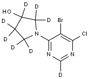 1-(5-bromo-6-chloropyrimidin-4-yl-2-d)pyrrolidin-2,2,3,4,4,5,5-d7-3-ol 结构式