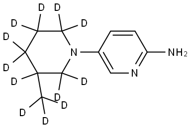 5-(3-(methyl-d3)piperidin-1-yl-2,2,3,4,4,5,5,6,6-d9)pyridin-2-amine 结构式