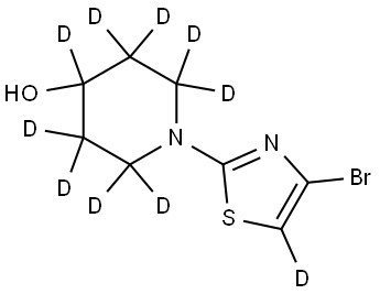 1-(4-bromothiazol-2-yl-5-d)piperidin-2,2,3,3,4,5,5,6,6-d9-4-ol 结构式