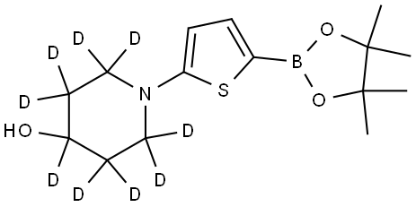 1-(5-(4,4,5,5-tetramethyl-1,3,2-dioxaborolan-2-yl)thiophen-2-yl)piperidin-2,2,3,3,4,5,5,6,6-d9-4-ol 结构式