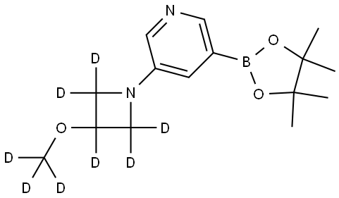 3-(3-(methoxy-d3)azetidin-1-yl-2,2,3,4,4-d5)-5-(4,4,5,5-tetramethyl-1,3,2-dioxaborolan-2-yl)pyridine 结构式