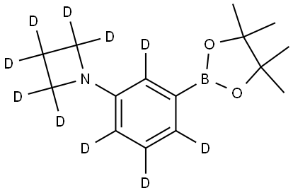 1-(3-(4,4,5,5-tetramethyl-1,3,2-dioxaborolan-2-yl)phenyl-2,4,5,6-d4)azetidine-2,2,3,3,4,4-d6 结构式