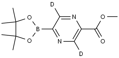 5-(4,4,5,5-四甲基-1,3,2-二氧硼杂环戊烷-2-基)-2-吡嗪-3,6-D2-羧酸甲酯 结构式