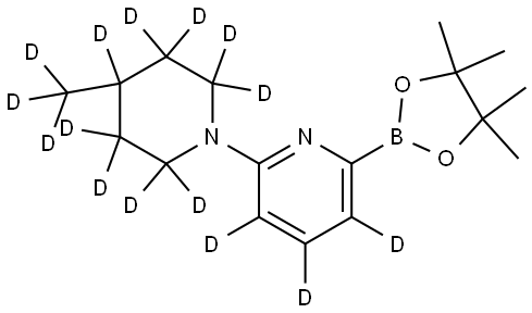 2-(4-(methyl-d3)piperidin-1-yl-2,2,3,3,4,5,5,6,6-d9)-6-(4,4,5,5-tetramethyl-1,3,2-dioxaborolan-2-yl)pyridine-3,4,5-d3 结构式