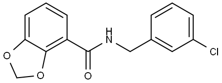 N-[(3-Chlorophenyl)methyl]-1,3-benzodioxole-4-carboxamide 结构式