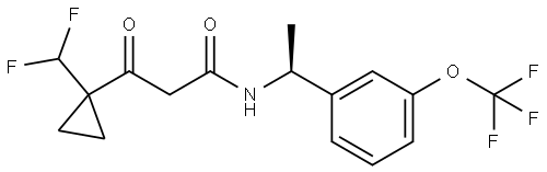 (S)-3-(1-(difluoromethyl)cyclopropyl)-3-oxo-N-(1-(3-(trifluoromethoxy)phenyl)ethyl)propanamide 结构式