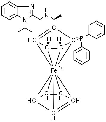 (1S)-1-(二苯基膦基)-2-[(1S)-1-[[1-(1-甲基乙基)-1H-苯并咪唑-2-基]甲基]氨基]乙基]二茂铁 结构式