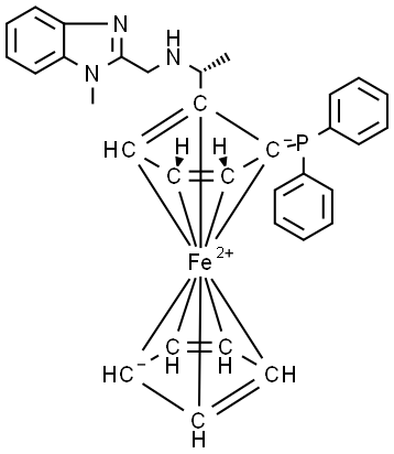 (1R)-1-(二苯基膦基)-2-[(1R)-1-[[(1-甲基-1H-苯并咪唑-2-基)甲基]氨基]乙基]二茂铁 结构式