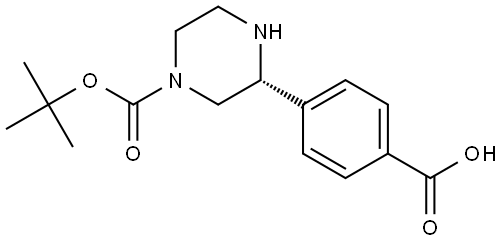 (R)-4-(4-(叔丁氧基羰基)哌嗪-2-基)苯甲酸 结构式
