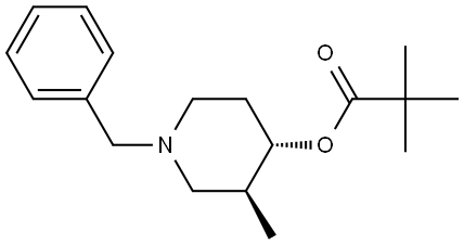 新戊酸(反式-1-苄基-3-甲基-4-哌啶基)酯 结构式