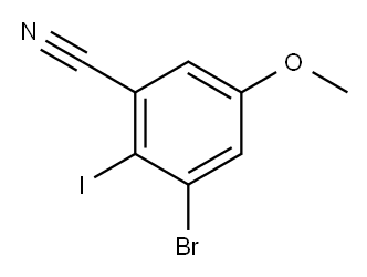 3-Bromo-2-iodo-5-methoxybenzonitrile 结构式
