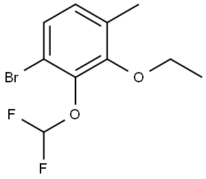 1-Bromo-2-(difluoromethoxy)-3-ethoxy-4-methylbenzene 结构式