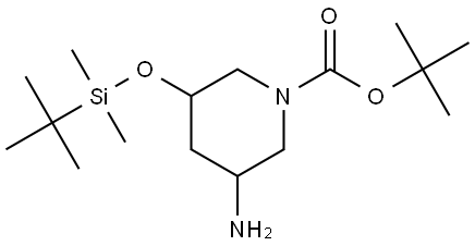 3-氨基-5-((叔丁基二甲基甲硅烷基)氧基)哌啶-1-甲酸叔丁基酯 结构式