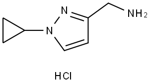 (1-Cyclopropylpyrazol-3-yl)methanamine hydrochloride 结构式