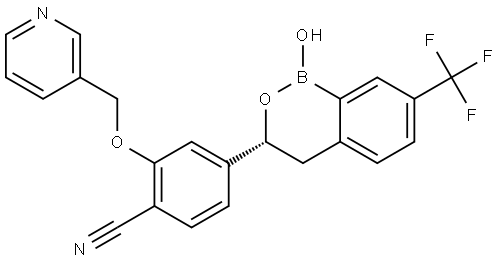 (R)-4-(1-hydroxy-7-(trifluoromethyl)-3,4-dihydro-1H-benzo[c][1,2]oxaborinin-3-yl)-2-(pyridin-3-ylmethoxy)benzonitrile 结构式