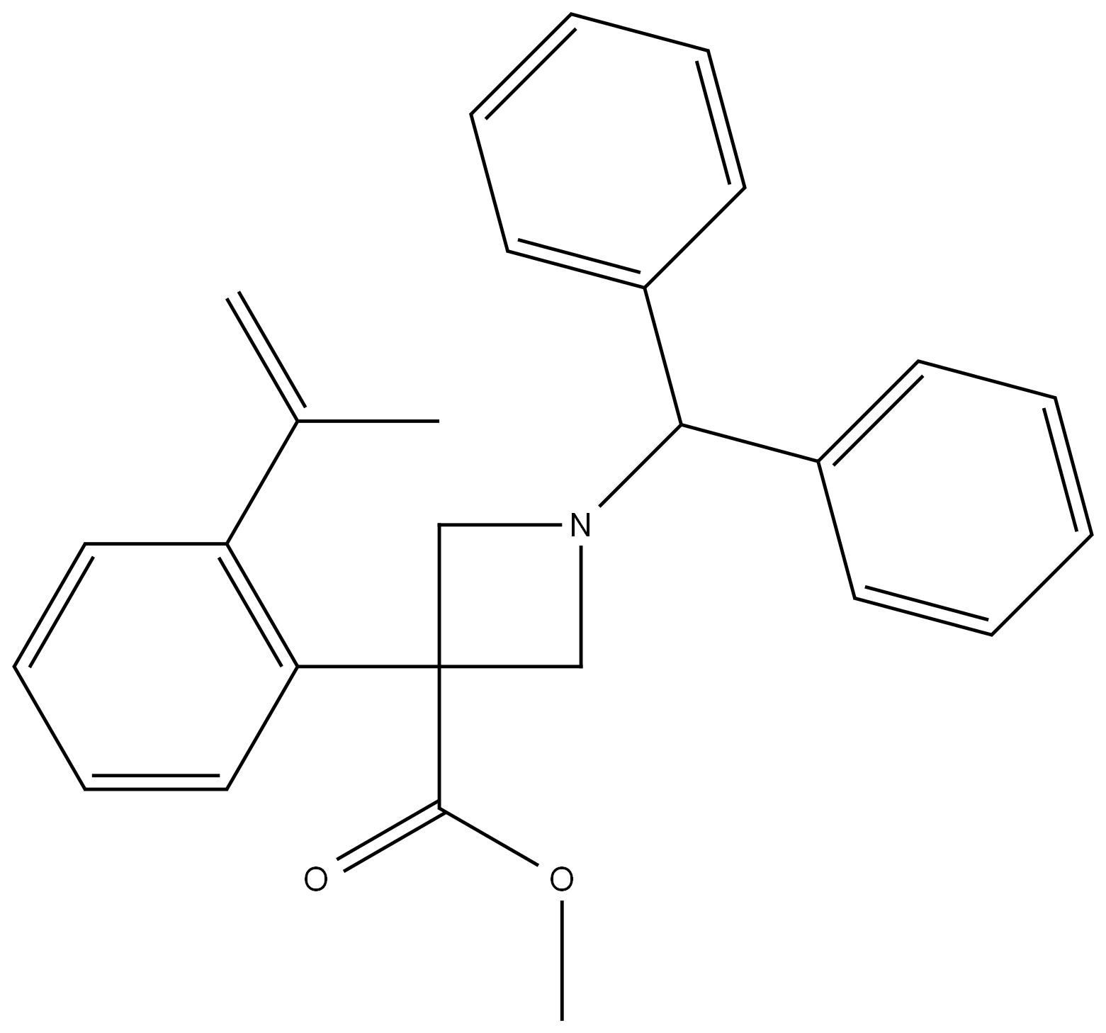 methyl 1-benzhydryl-3-(2-(prop-1-en-2-yl)phenyl)azetidine-3-carboxylate 结构式