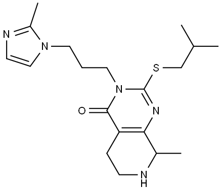 2-(isobutylthio)-8-methyl-3-(3-(2-methyl-1H-imidazol-1-yl)propyl)-5,6,7,8-tetrahydropyrido[3,4-d]pyrimidin-4(3H)-one 结构式