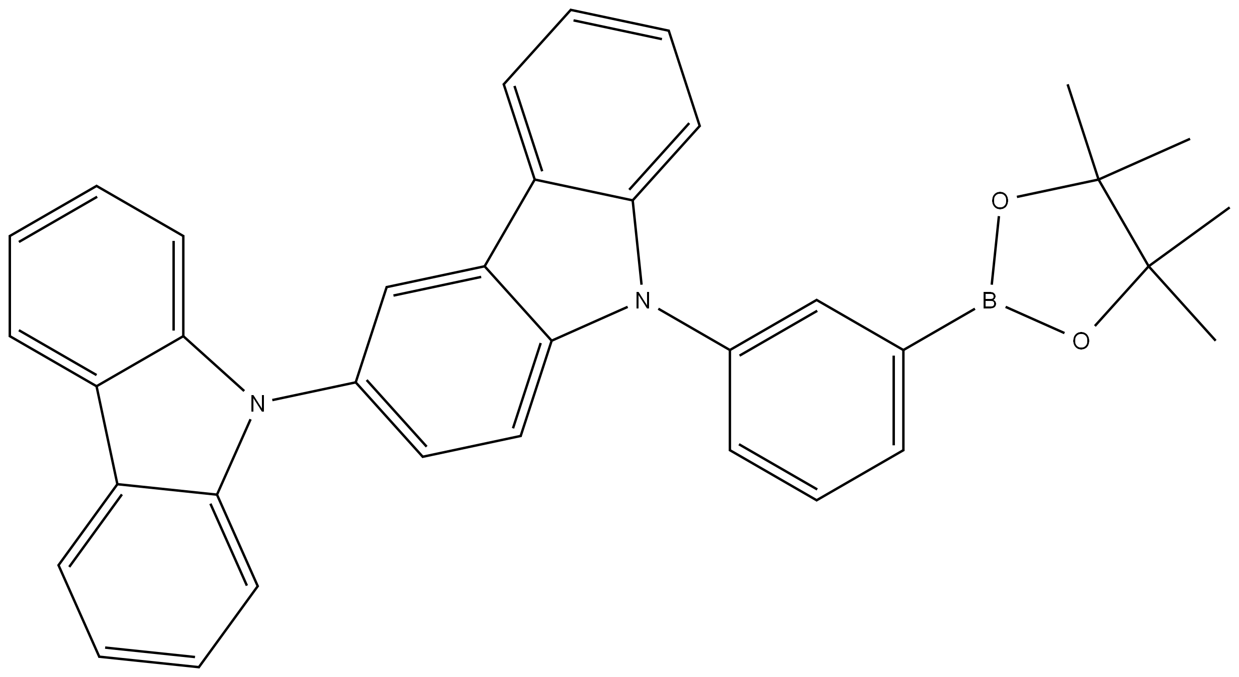 3,9′-Bi-9H-carbazole, 9-[3-(4,4,5,5-tetramethyl-1,3,2-dioxaborolan-2-yl)phenyl]- 结构式