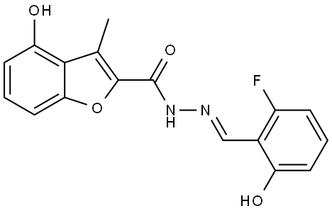 4-Hydroxy-3-methyl-2-benzofurancarboxylic acid (2E)-2-[(2-fluoro-6-hydroxyphenyl... 结构式