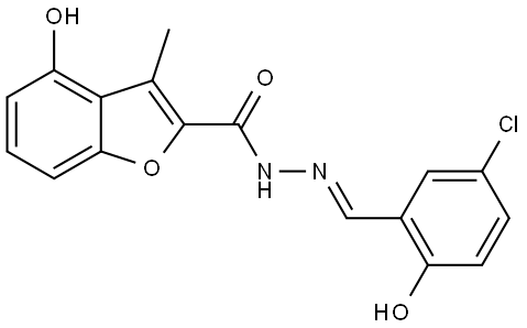 4-Hydroxy-3-methyl-2-benzofurancarboxylic acid (2E)-2-[(5-chloro-2-hydroxyphenyl... 结构式