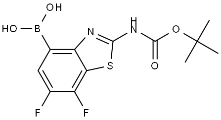 (2-((叔丁氧羰基)氨基)-6,7-二氟苯并[D]噻唑-4-基)硼酸 结构式