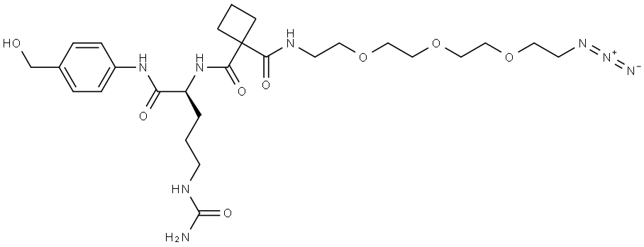 Azide-PEG3-Amide-cBut-Cit-PAB 结构式