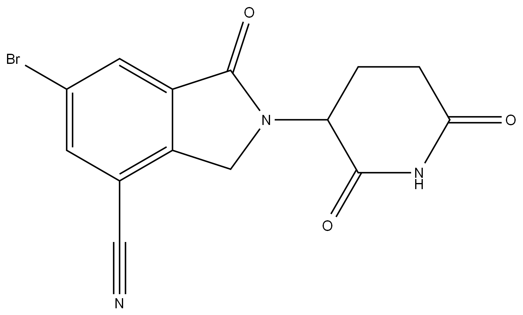 6-bromo-2-(2,6-dioxopiperidin-3-yl)-1-oxoisoindoline-4-carbonitrile 结构式