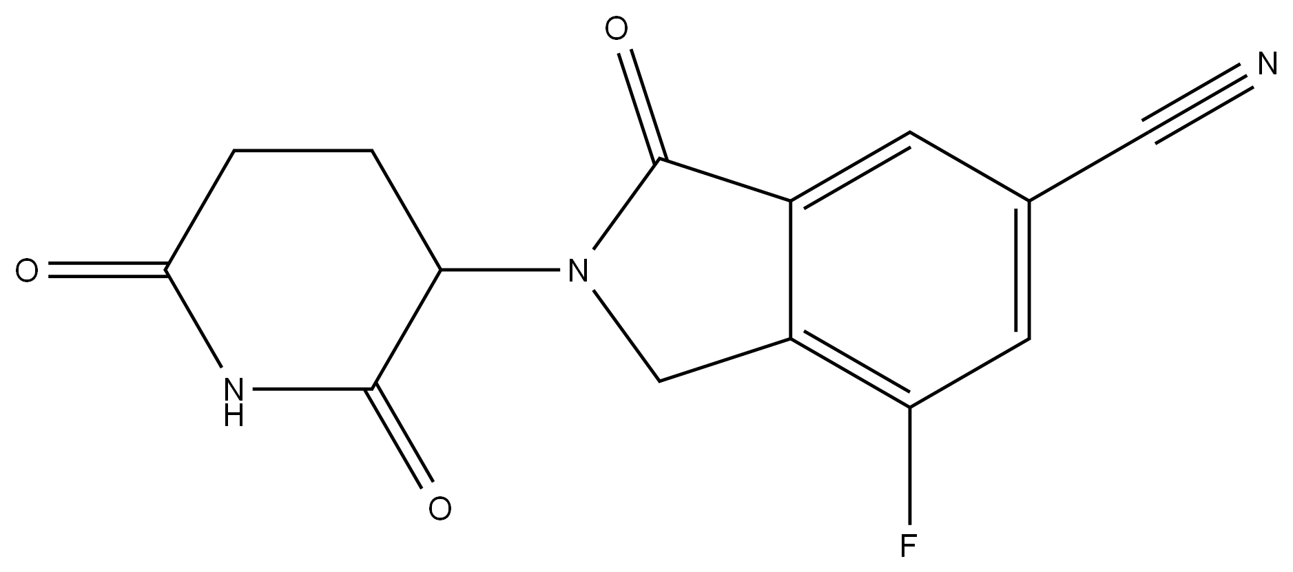 2-(2,6-dioxopiperidin-3-yl)-7-fluoro-3-oxoisoindoline-5-carbonitrile 结构式