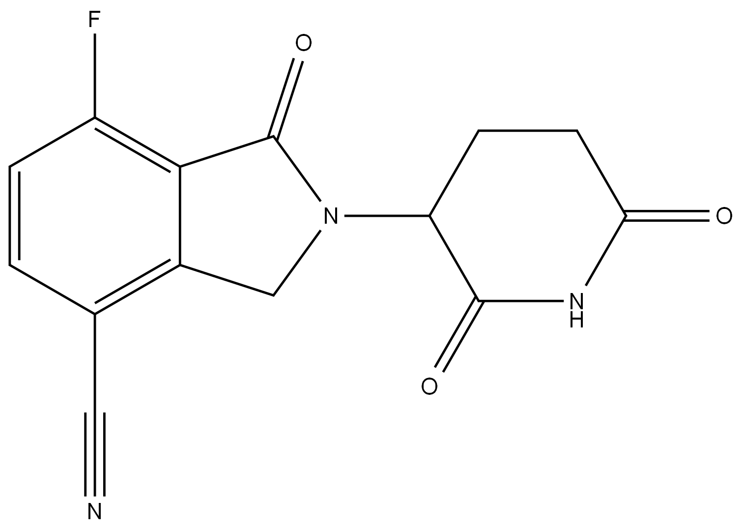 2-(2,6-dioxopiperidin-3-yl)-7-fluoro-1-oxoisoindoline-4-carbonitrile 结构式