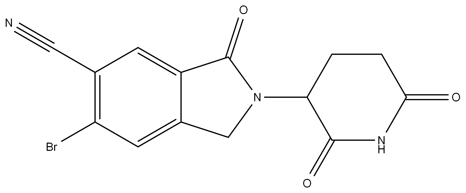 6-bromo-2-(2,6-dioxopiperidin-3-yl)-3-oxoisoindoline-5-carbonitrile 结构式