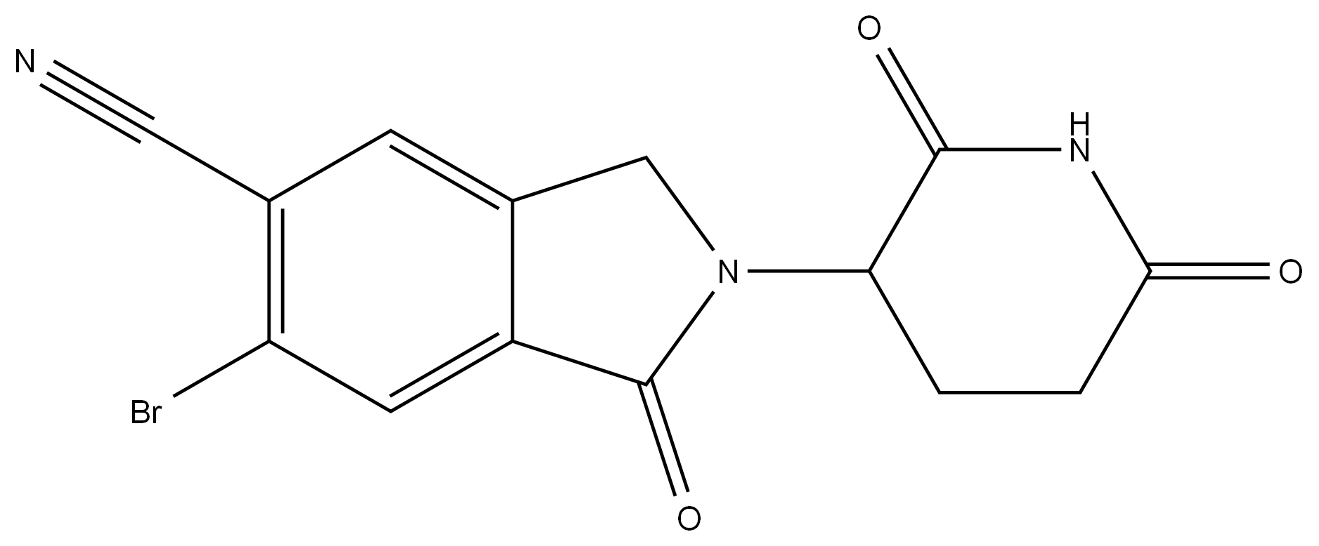 6-bromo-2-(2,6-dioxopiperidin-3-yl)-1-oxoisoindoline-5-carbonitrile 结构式
