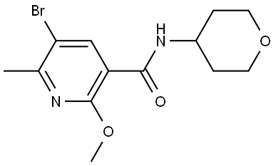 5-Bromo-2-methoxy-6-methyl-N-(tetrahydro-2H-pyran-4-yl)-3-pyridinecarboxamide 结构式