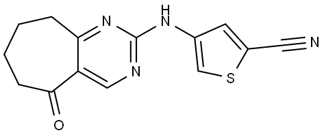 4-((5-氧代-6,7,8,9-四氢-5H-环庚并[D]嘧啶-2-基)氨基)噻吩-2-甲腈 结构式